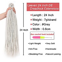 Leeven 30 Strands Light Grey Double Ended Dreadlock Extensions 24 Inch 06 Cm Width Thin Synthetic De Dreads Crochet Hippie Wool