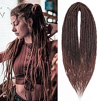 Leeven 30 Strands Double Ended Synthetic Dreadlock Extensions 24 Inch Thin Ombre Brown Full Set De Hippie Wool Dreads Braid In S