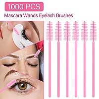 1000 Disposable Mascara Wands Eyelash Brushes Spoolies For Eyebrow Eye Lash Extension Pink