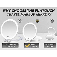 Funtouch Travel Magnifying Mirror With Light 1X10X Double Sided Rechargeable Makeup Mirror With Lights 3 Lighting Modes Fold