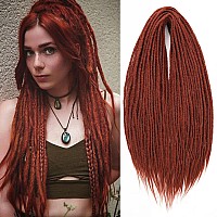 Leeven 24 Inch 30 Strands Double Ended Dreadlock Extensions Ginger Synthetic Handmade De Crochet Dreads Copper Red Reggae Style