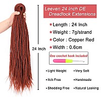 Leeven 24 Inch 30 Strands Double Ended Dreadlock Extensions Ginger Synthetic Handmade De Crochet Dreads Copper Red Reggae Style