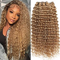 Hntl Blonde Deep Wave Human Hair Bundles 12A 27 Colored Human Hair 3 Bundles 22 24 26 Inch Inch Brazilian Human Hair Bundles De