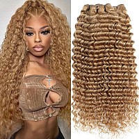 Hntl Blonde Deep Wave Human Hair Bundles 26 28 30 Inch 27 Colored Human Hair 3 Bundles 12A Brazilian Human Hair Bundles Deep Wa