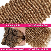 Hntl Blonde Deep Wave Human Hair Bundles 26 28 30 Inch 27 Colored Human Hair 3 Bundles 12A Brazilian Human Hair Bundles Deep Wa