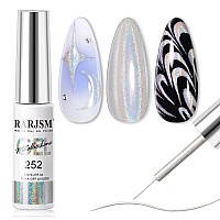 Rarjsm Metallic Silver Nail Art Gel Liner Mirror Chrome 3D Holographic Laser Rainbow Effect Gel Nail Polish 8Ml Build In Thin Br