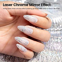 Rarjsm Metallic Silver Nail Art Gel Liner Mirror Chrome 3D Holographic Laser Rainbow Effect Gel Nail Polish 8Ml Build In Thin Br