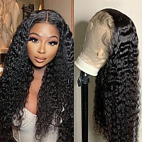 Momaksa 13X6 Deep Wave Lace Front Wigs Human Hair 200 Density Transparent Lace Frontal Wig Pre Plucked Deep Part Curly Lace Fron