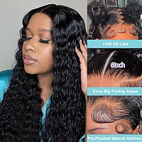 Momaksa 13X6 Deep Wave Lace Front Wigs Human Hair 200 Density Transparent Lace Frontal Wig Pre Plucked Deep Part Curly Lace Fron