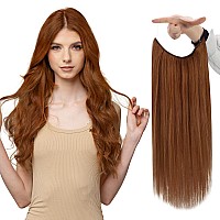 Fshine Hairpiece Natural Real Hair Extensions 70G Invisible Wire Hair Extensions Human Hair Redorange Wire Hair Extensions With