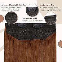 Fshine Hairpiece Natural Real Hair Extensions 70G Invisible Wire Hair Extensions Human Hair Redorange Wire Hair Extensions With