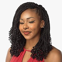 Leeven 14 Inch Wavy Senegalese Twist Crochet Hair With Curly Ends 2 Packs Black Pre Looped Short Crochet Braids Pre Twisted Sm