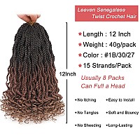 Leeven 12 Inch Senegalese Twist Crochet Hair With Curly Ends 2 Packs Ombre Blonde Brown Pre Looped Wavy Crochet Braids Small Han