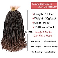 Leeven Senegalese Twist Crochet Hair 10 Inch 2 Packs Ombre Brown Pre Looped Crochet Twist With Curly Ends Short Wavy Hanava Twis