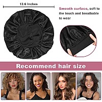 Leaduway 2Pcs Satin Bonnets Silk Bonnet For Sleeping Hair Bonnet For Curly Hairblackblue