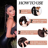 Charsun 26 Inch Long Braided Ponytail Extensions For Women Straight Wrap Around Hair Extensions With Hair Tie Natural Soft Diy