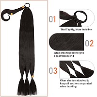 Charsun 26 Inch Long Braided Ponytail Extensions For Women Straight Wrap Around Hair Extensions With Hair Tie Natural Soft Diy