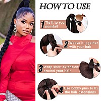 Charsun 26 Inch Long Braided Ponytail Extensions For Women Straight Wrap Around Hair Extensions With Hair Tie Natural Soft Diy