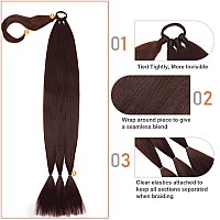 Charsun 26 Inch Long Braided Ponytail Extensions For Women Straight Wrap Around Hair Extensions With Hair Tie Natural Soft Diy