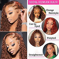 Blacross 32 Inch Chocolate Brown Lace Front Wig 13X6 Deep Wave Lace Frontal Wigs Human Hair 180 Density Deep Part Curly Lace Fro