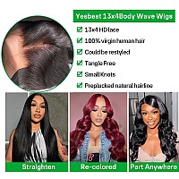 Yesbest Body Wave Lace Front Wigs Human Hair 36 Inch 13X4 Hd Transparent Lace Frontal Human Hair Wigs Glueless Wigs Human Hair P