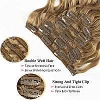 Lacerhair Human Hair Curly Clip In Extensions Jerry Curly 9A 16 Inch Blonde Clip In Natural Wave Human Hair 120G For Women Wavy