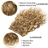 Lacerhair Human Hair Curly Clip In Extensions Jerry Curly 9A 16 Inch Blonde Clip In Natural Wave Human Hair 120G For Women Wavy