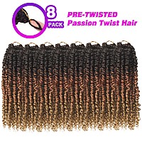 Bileaf Passion Twist Hair 10 Inch Crochet Hair Pre Lopped Crochet Boho Passion Twist Crochet Hair 8 Packs Bohemian Short Crochet