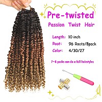 Bileaf Passion Twist Hair 10 Inch Crochet Hair Pre Lopped Crochet Boho Passion Twist Crochet Hair 8 Packs Bohemian Short Crochet