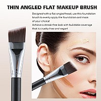 Mogilan Flat Foundation Brush Angled Thin Makeup Brush For Liquid Cream Foundation Blending Facial Mask Primer And Body Painting