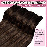 Youngsee Balayage Clip In Hair Extensions Clip Hair Extensions Human Hair Dark Brown Mix Medium Brown Highlights Brown Balayage