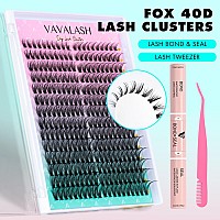 Vavalash Diy Lash Extension Kit Cat Eye Lash Clusters Individual Lashes Kit With Lash Bond And Seal Lash Tweezer For Diy Eyelas