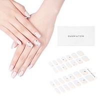 Danni Toni Semi Cured Gel Nail Strips French Stellar Skyline Light Blue Tips Gel Nail Stickers Stars Semicured Gel Nail Wrap