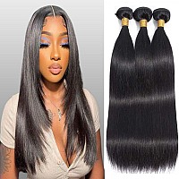 Feibin Straight Human Hair Bundles 14 14 14 Inch Trippy Hair Bundles Human Hair 100 Brazilian Unprocessed Raw Hair Bundles Weft