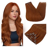 Full Shine Auburn Hair Extensions Short Human Hair Clip Ins Dark Auburn Brown 12 Inch 7Pcs Remy Hair Extensions Clip Ins Double