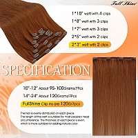 Full Shine Auburn Hair Extensions Short Human Hair Clip Ins Dark Auburn Brown 12 Inch 7Pcs Remy Hair Extensions Clip Ins Double