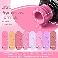 Meet Across Gel Nail Polish Set 8Pcs Pink Gel Nail Polish Kit Soak Off Uvled Nail Polish Nail Art Design Salon Home Gifts For