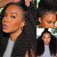 Julia Hair Bye Bye Knots Curly 4C Baby Hairs Lace Human Wig With Kinky Edges Hairline 7X5 Invisible Knots Pre Cut Hd Lace Front