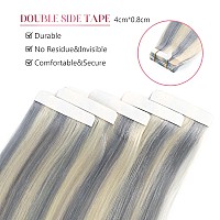 Sixstarhair Tape In Hair Extensions Human Hair Platinum Silver To Ash Blonde Piano Color Remy Human Hair Ombre Blonde Hair Exten