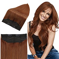 Full Shine Orange Wire Hair Extensions Real Human Hair Orange Hair Straight Hairpiece Invisible Wire Hair Extensions Silky Human