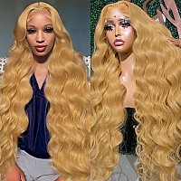 Saxio Honey Blonde Hd Lace Front Wig Human Hair 32 Inch Blonde Lace Front Wig Human Hair 180 Density 13X4 Body Wave Honey Blond