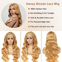 Saxio Honey Blonde Hd Lace Front Wig Human Hair 32 Inch Blonde Lace Front Wig Human Hair 180 Density 13X4 Body Wave Honey Blond