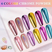 Red Chrome Nail Powder Gold Rose Pink Blue Purple Metallic Mirror Effect Chrome Powder For Nails Iridescent Holographic Unicor