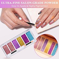 Red Chrome Nail Powder Gold Rose Pink Blue Purple Metallic Mirror Effect Chrome Powder For Nails Iridescent Holographic Unicor