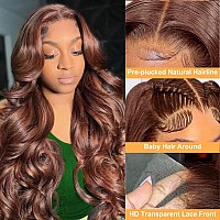 Aosun Chocolate Brown Body Wave Lace Front Wigs Human Hair Glueless 4 Brown Colored Wig Pre Plucked With Baby Hair 180 Density