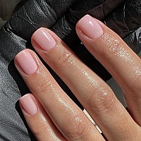 Kqueenest Rose Pink Square Press On Nails Short Fake Nails Short Coffin Pure Bright Color Natural Petite Nails Solid Stick On Na