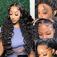 Arietis 32 Inch Long Closure Wigs Human Hair Loose Deep Wave 180 Density Brazilian Glueless 12A Hd 4X4 Lace Front Wigs For Blac