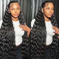 Arietis 32 Inch Long Closure Wigs Human Hair Loose Deep Wave 180 Density Brazilian Glueless 12A Hd 4X4 Lace Front Wigs For Blac