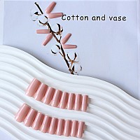 Kqueenest Nude Pink Press On Nails Medium Long Square Solid Color Coffin Nails Press On Acrylic Fake Nails Natural Thick Glue On