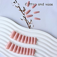 Kqueenest Nude Pink Press On Nails Medium Long Square Solid Color Coffin Nails Press On Acrylic Fake Nails Natural Thick Glue On